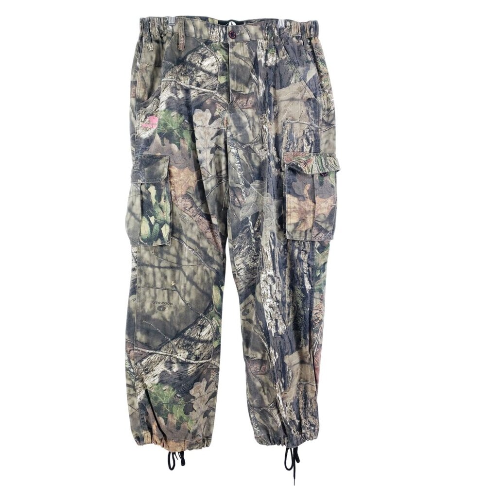 Mossy Oak Womens Camouflage Cargo Pants Large Cotton Blend Elastic Pockets